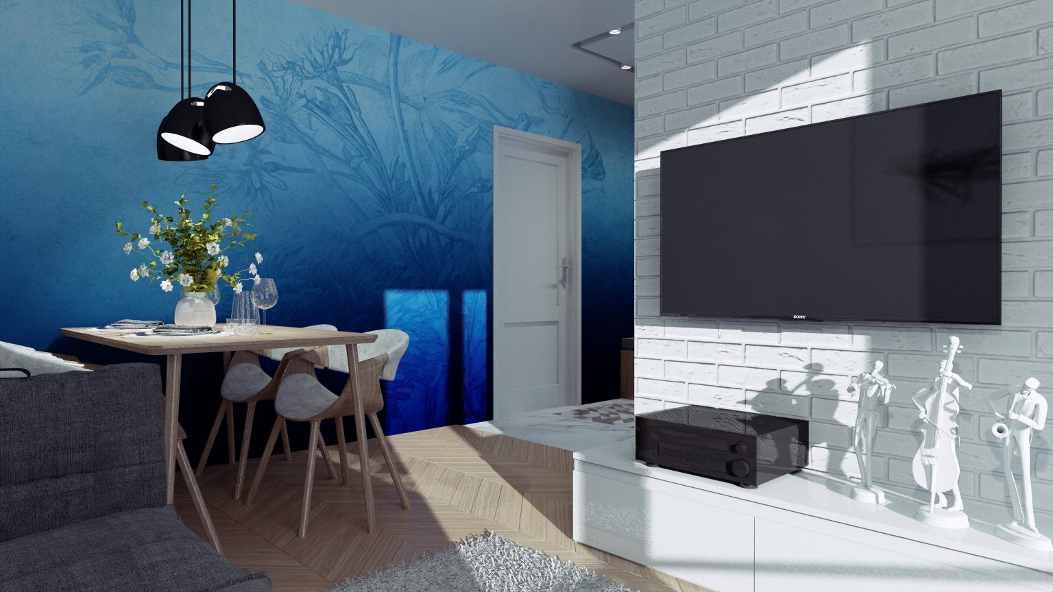 Tapeta Blue Ombre Flower