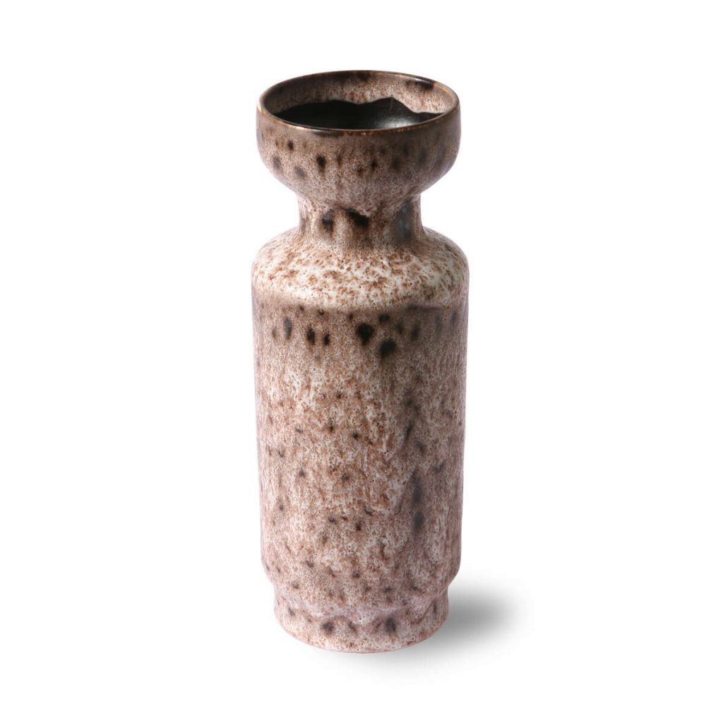 Brązowy ceramiczny wazon retro Lava