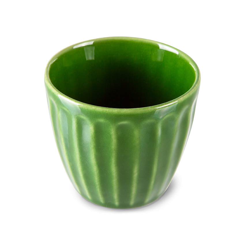 Kolekcja EMERALDS: kubek ceramiczny żebrowany, zielony (komplet 4 szt.)