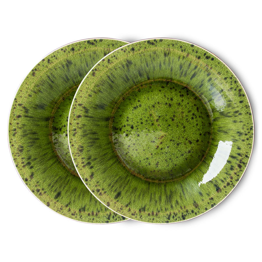 Kolekcja EMERALDS: talerz ceramiczny nakrapiany zielony (set 2 szt.)