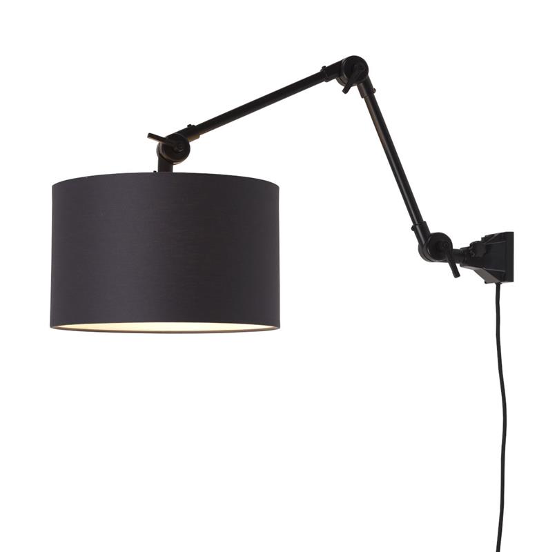 Lampa ścienna żelazo/tkanina Amsterdam 60cm, czarna, M