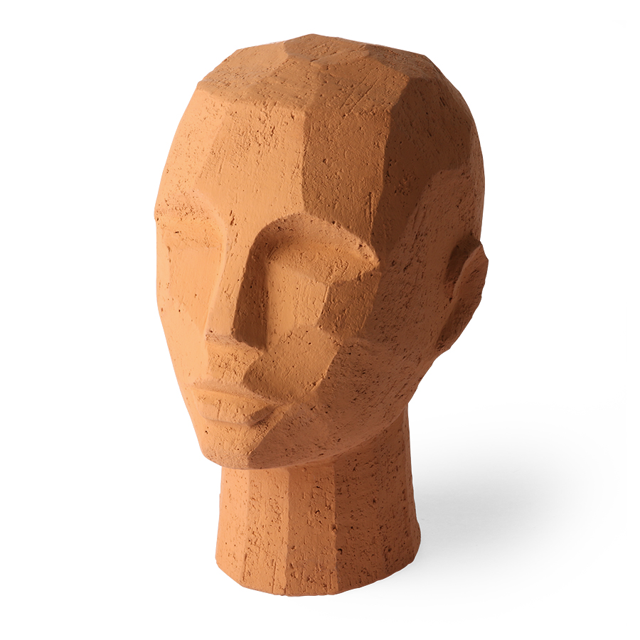 Abstrakcyjna rzeźba głowy z terakoty