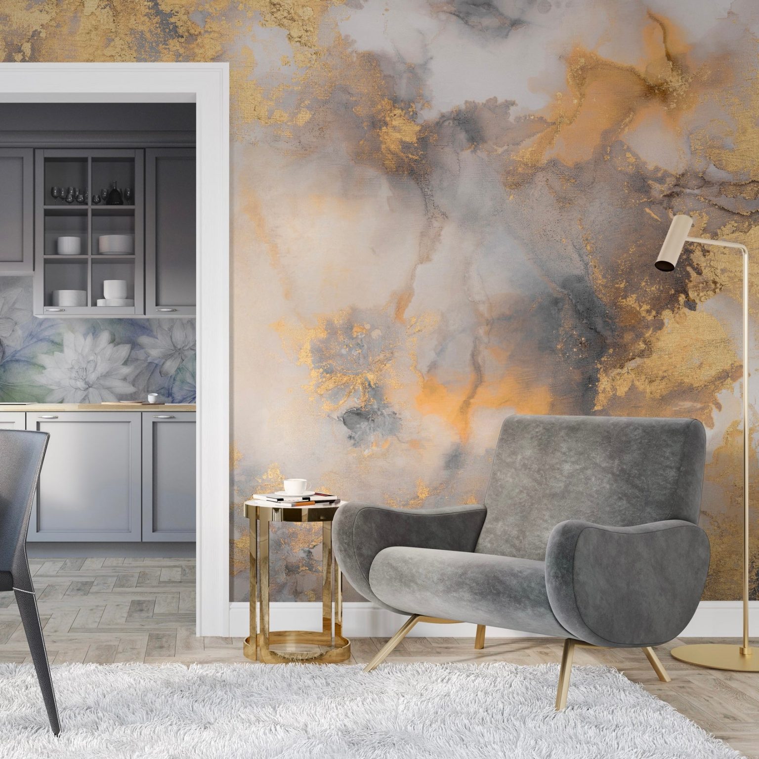 Dolce Vita Grey&Gold - Tapeta w standaryzowanych rolkach