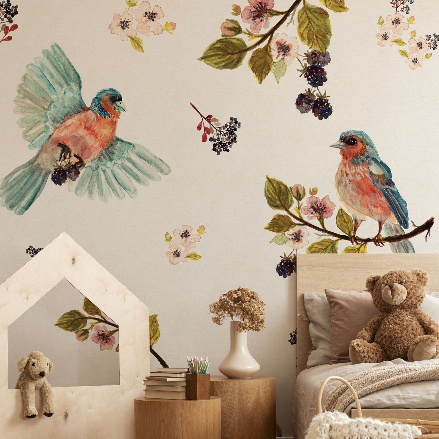 Uccello Cantante Cream- Tapeta w standaryzowanych rolkach