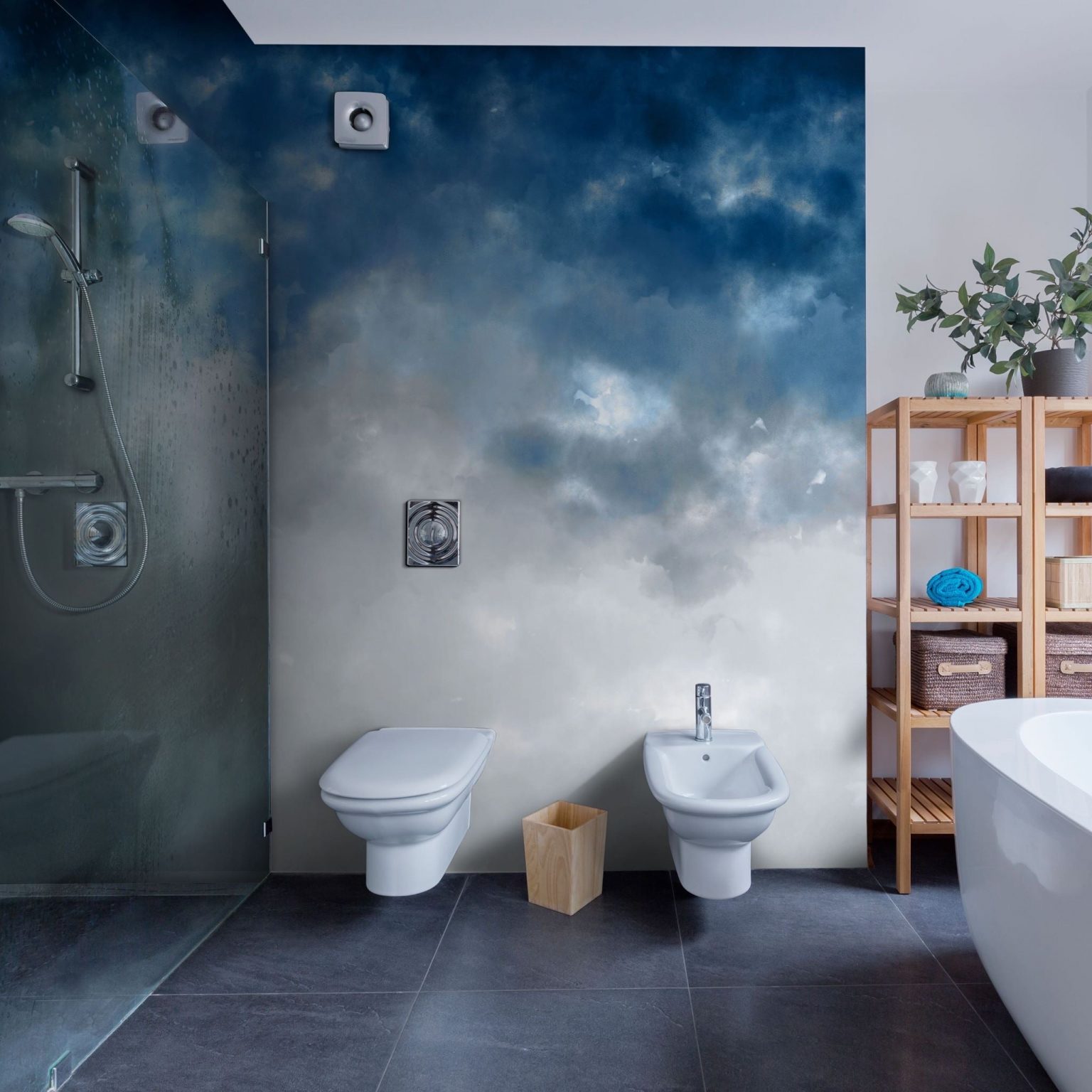 Tapeta Watercolor Ombre Blue&Grey