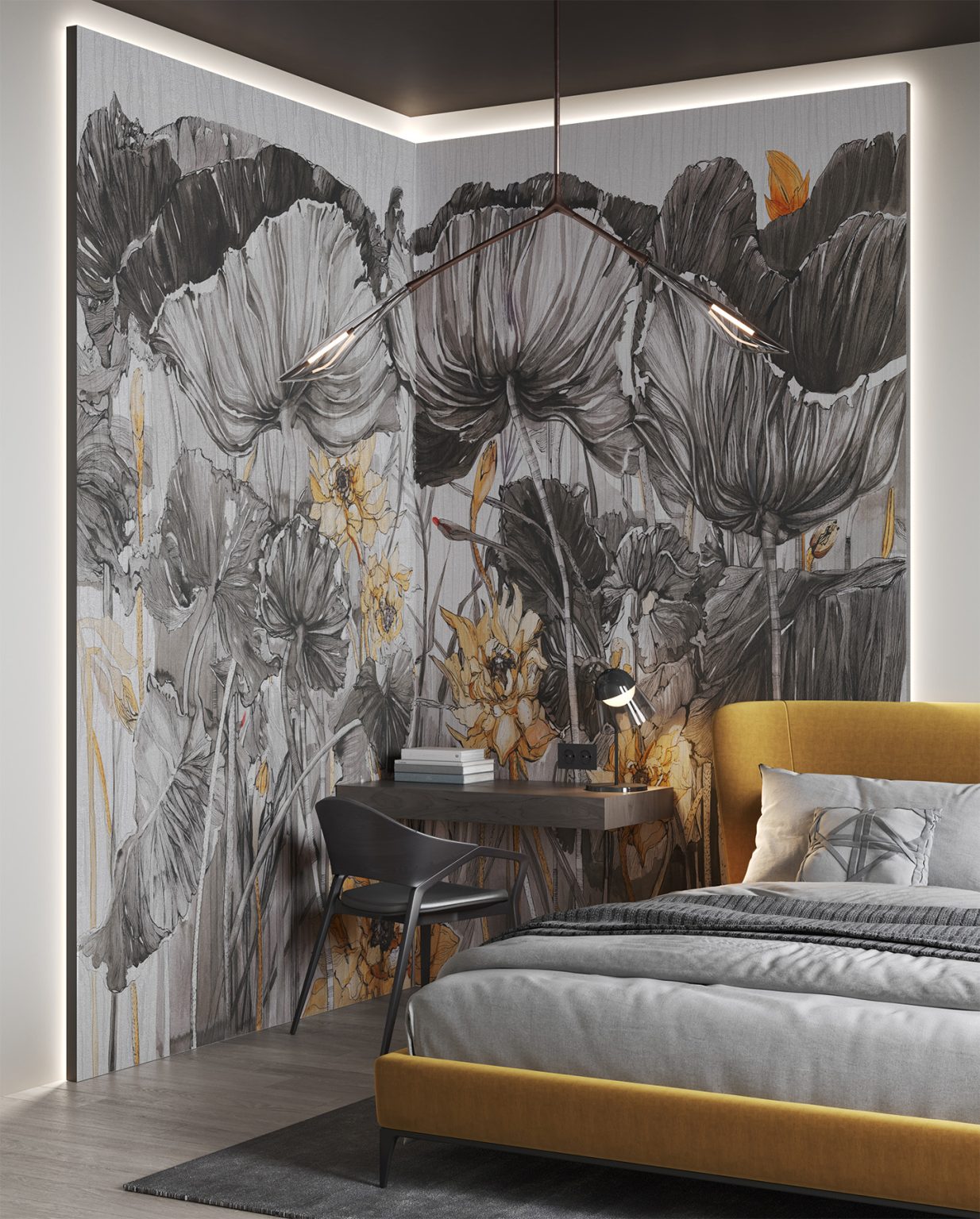 Tapeta w abstrakcyjne liście Nostro - Wonderwall