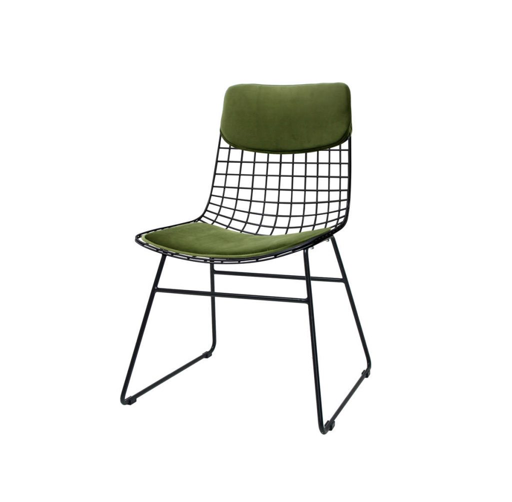 Zestaw poduszek COMFORT zielony do metalowego krzesła Wire