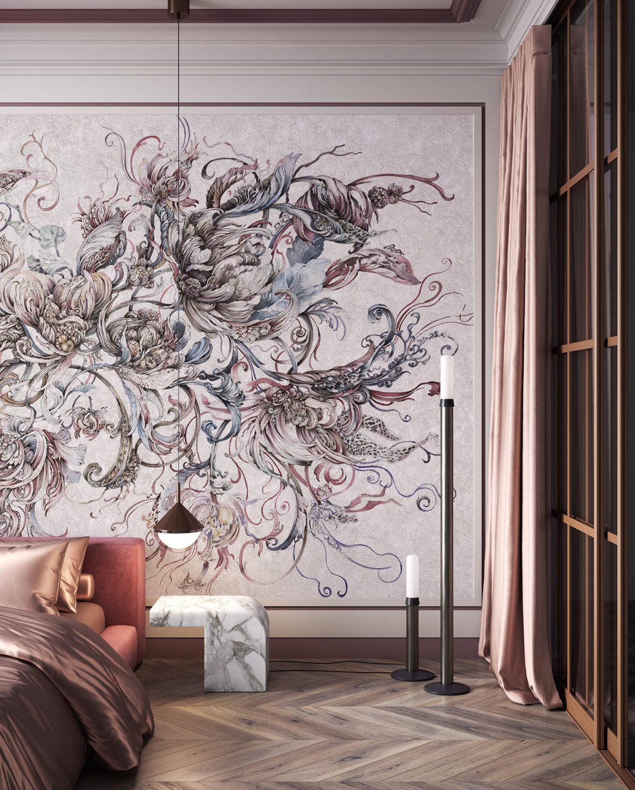 Tapeta w dużych stylizowanych kwiatach Spello - Wonderwall