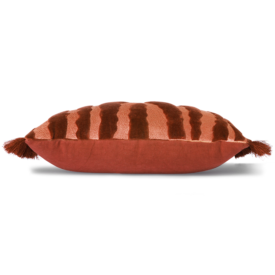 Aksamitna poduszka z frędzlami Tiger czerwona (25×40)
