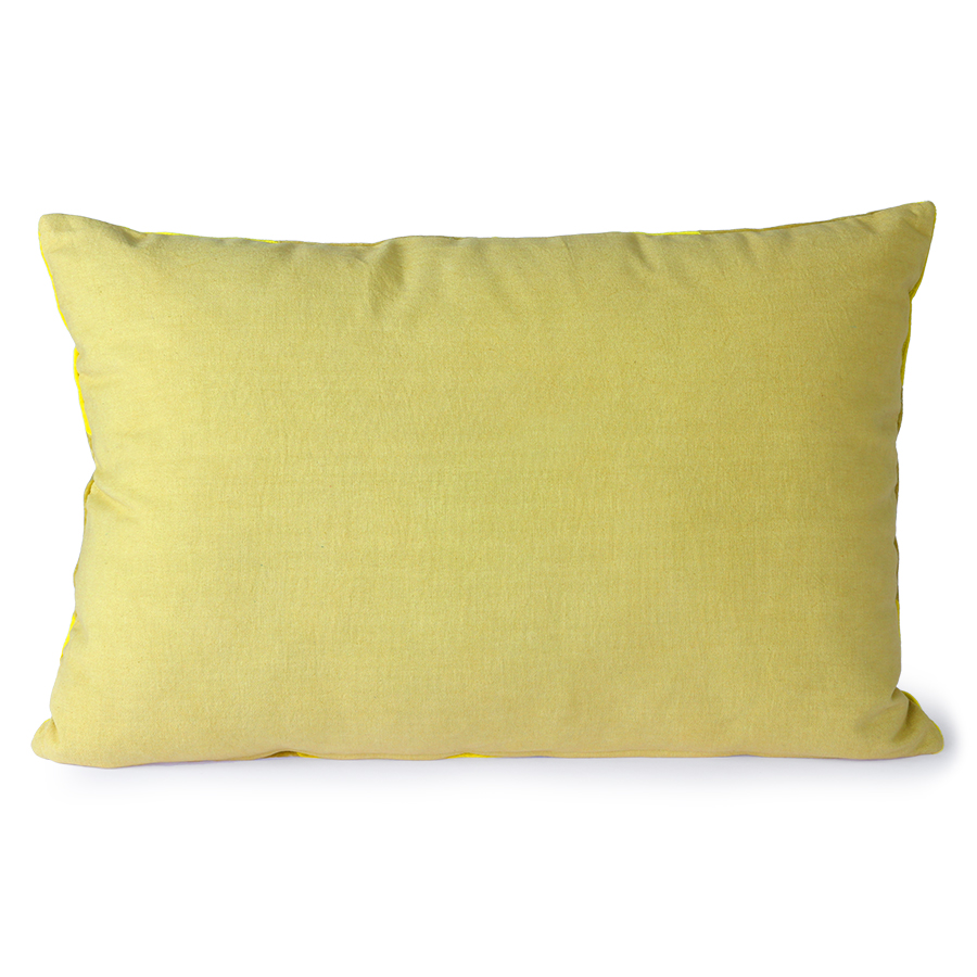 Poduszka velvet w paski żółty/zielony (40×60)