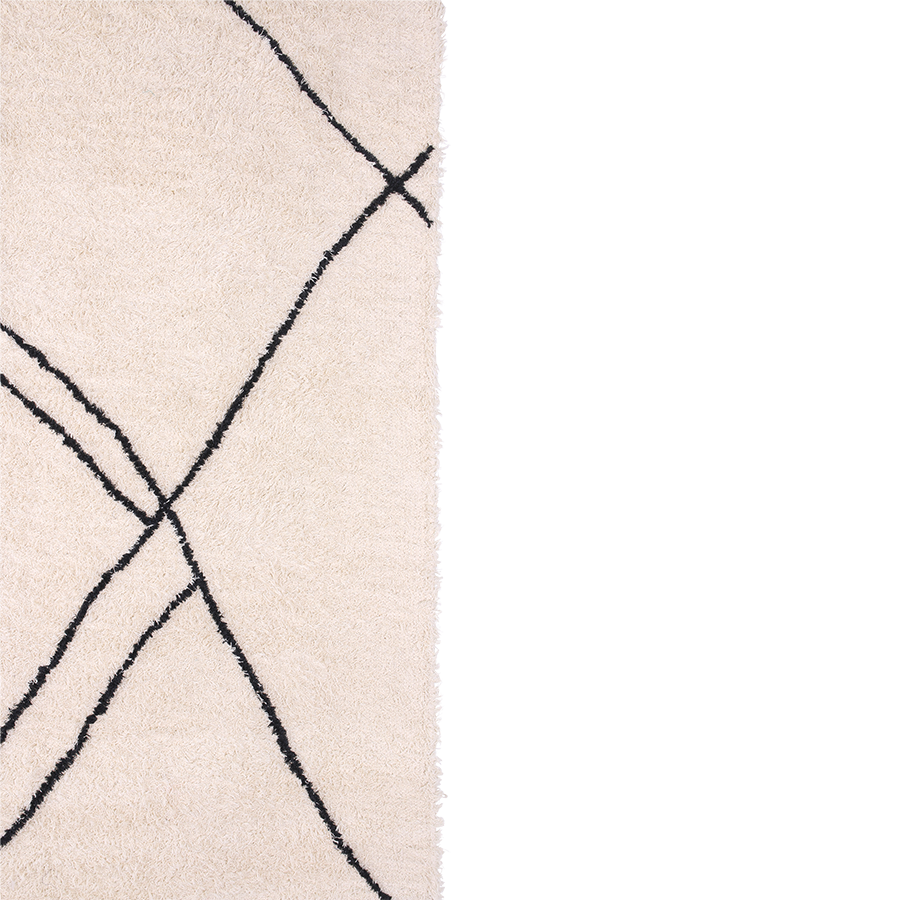 Ręcznie tkany dywan zigzag biało-czarny (150×240)