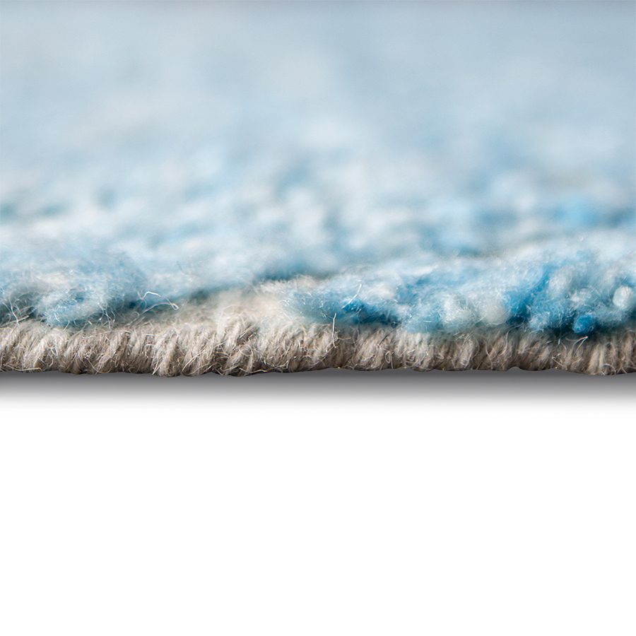 Ręcznie tkany wełniany bieżnik niebieski/turkusowy (80×250)
